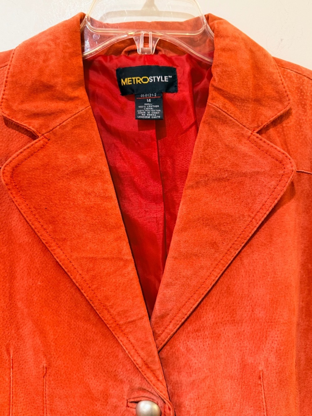 Metro Style Orange Suede Leather Jacket Women's Size 14